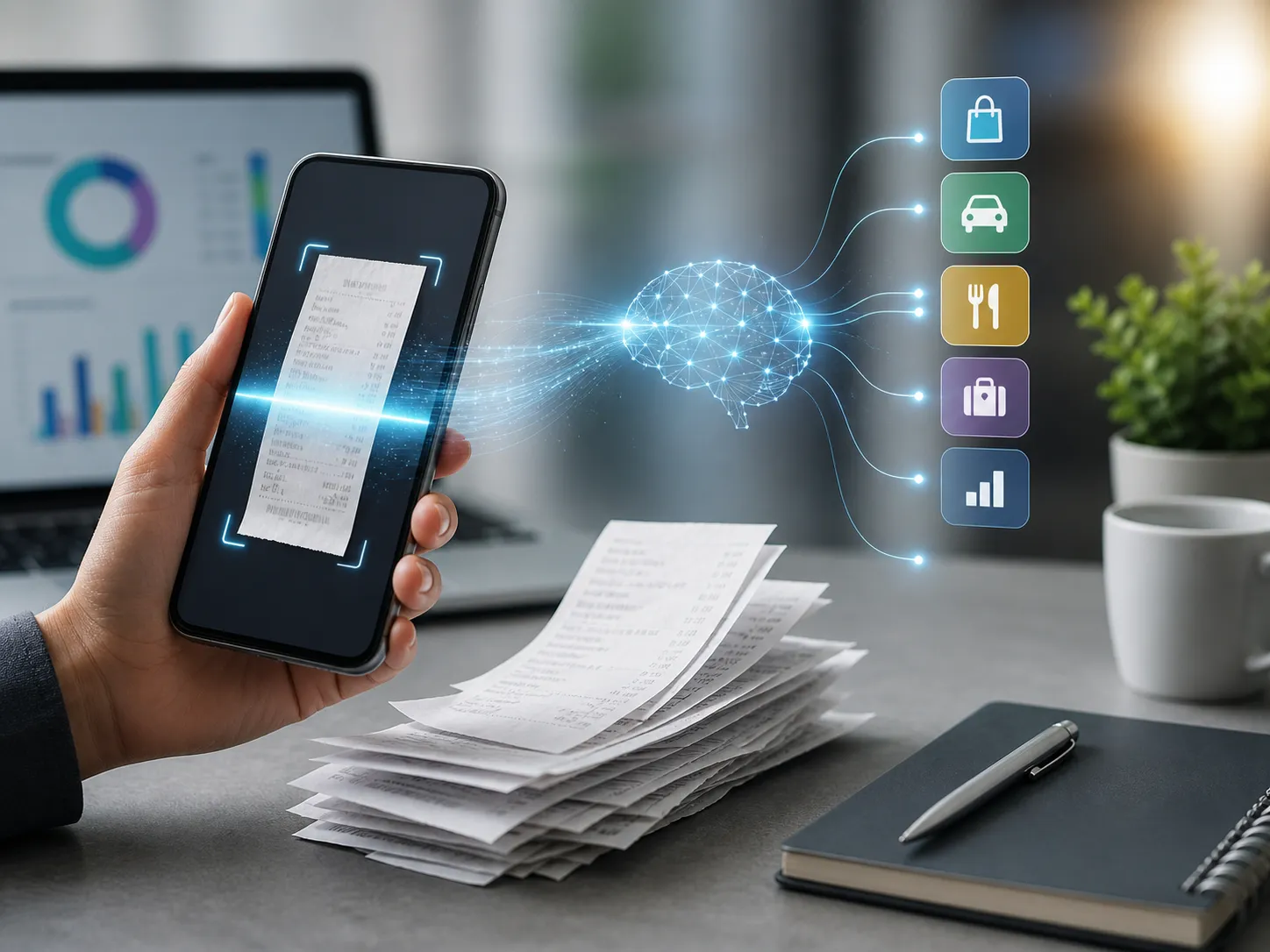 Slimme AI digitaliseert bonnetjes en ordent uitgaven direct voor een snellere administratie.