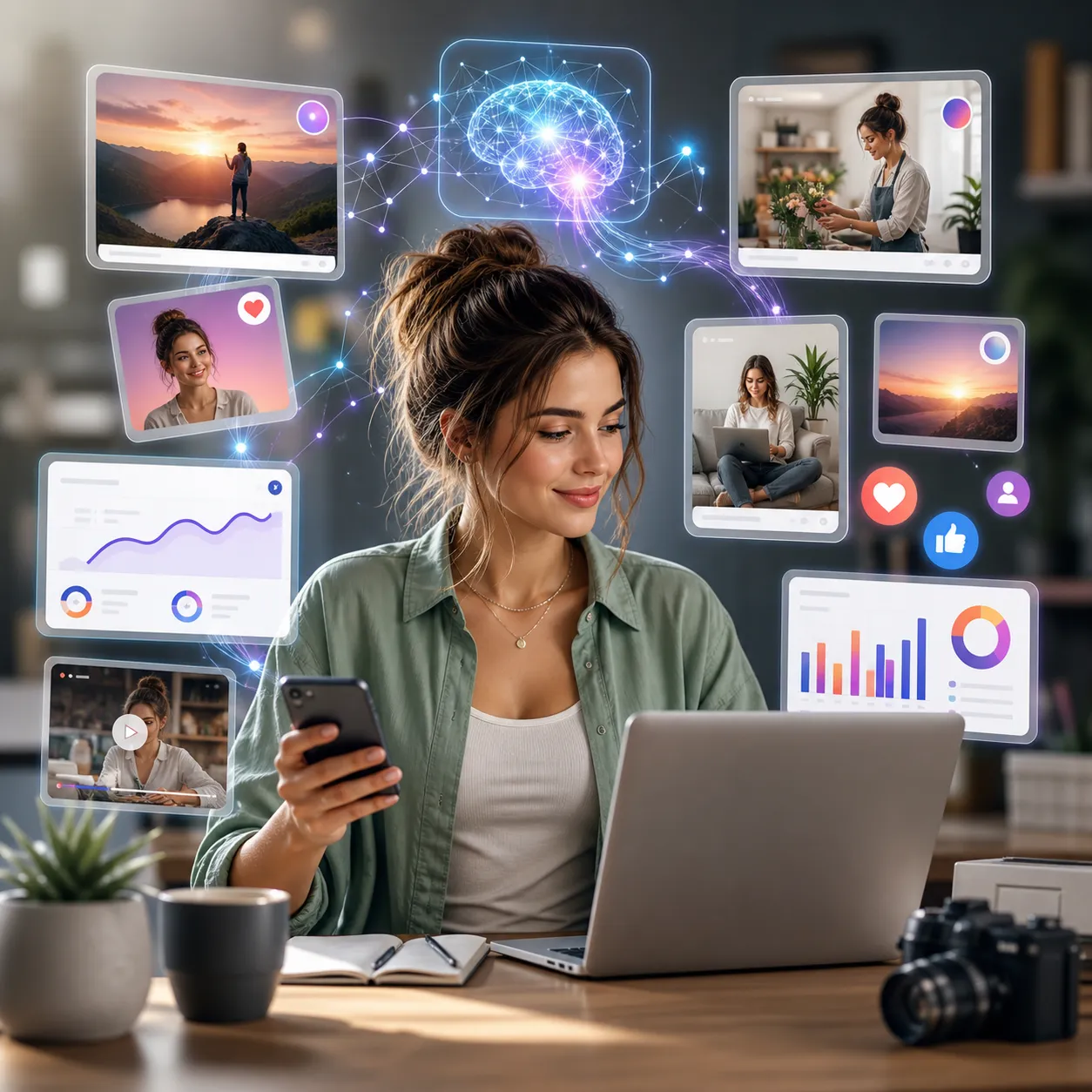 Slimme contentcreatie met AI helpt freelancers sneller opvallen op social media.
